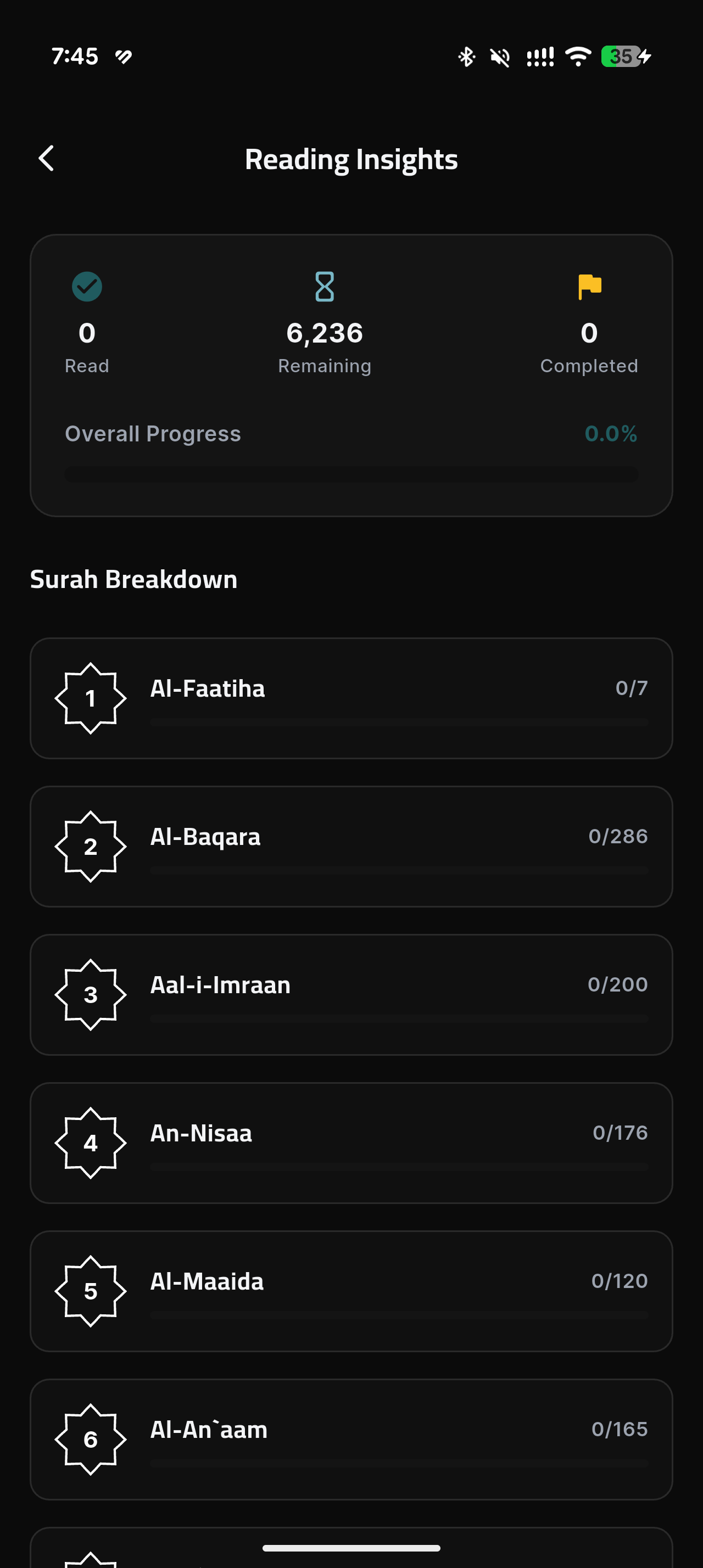 Hafiz Pro screenshot, dark appearance