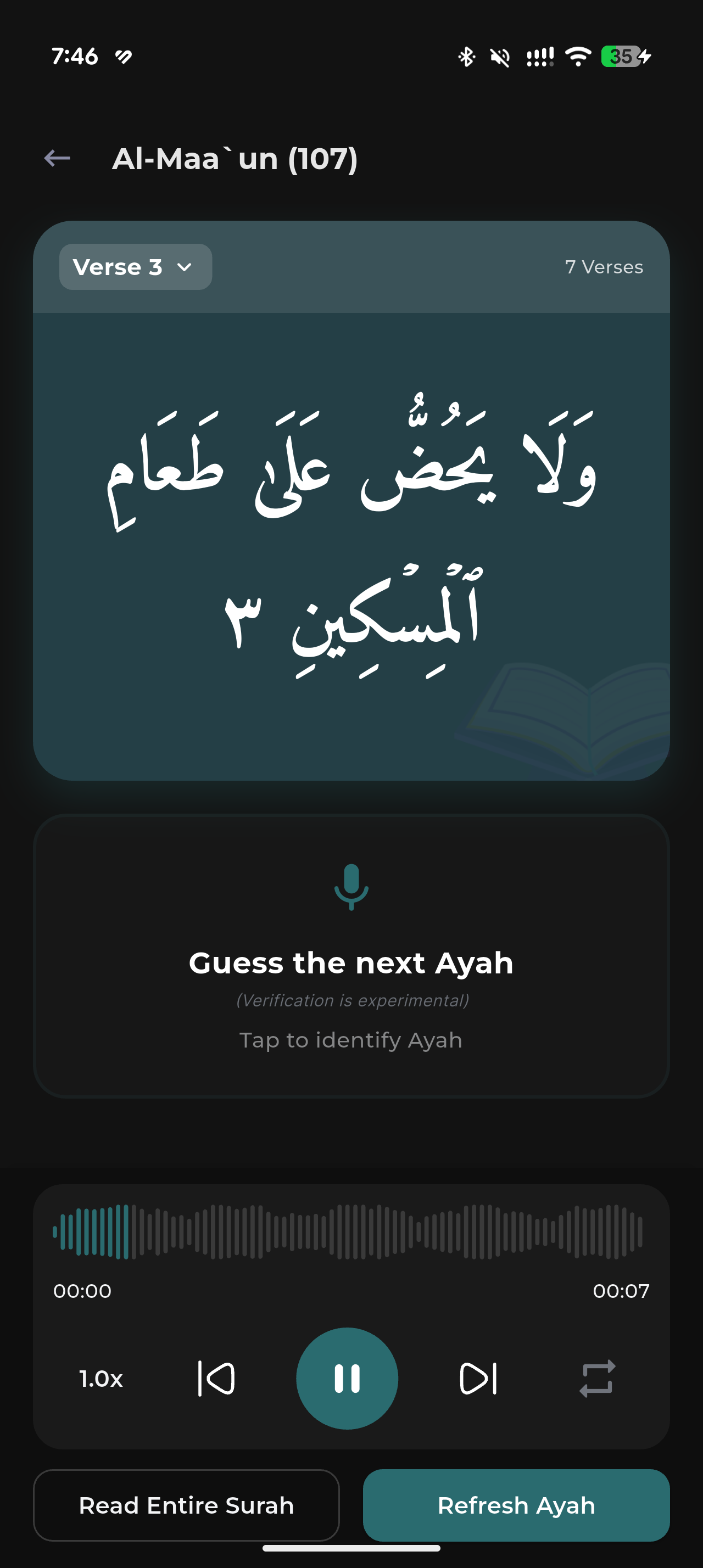 Hafiz Pro screenshot, dark appearance