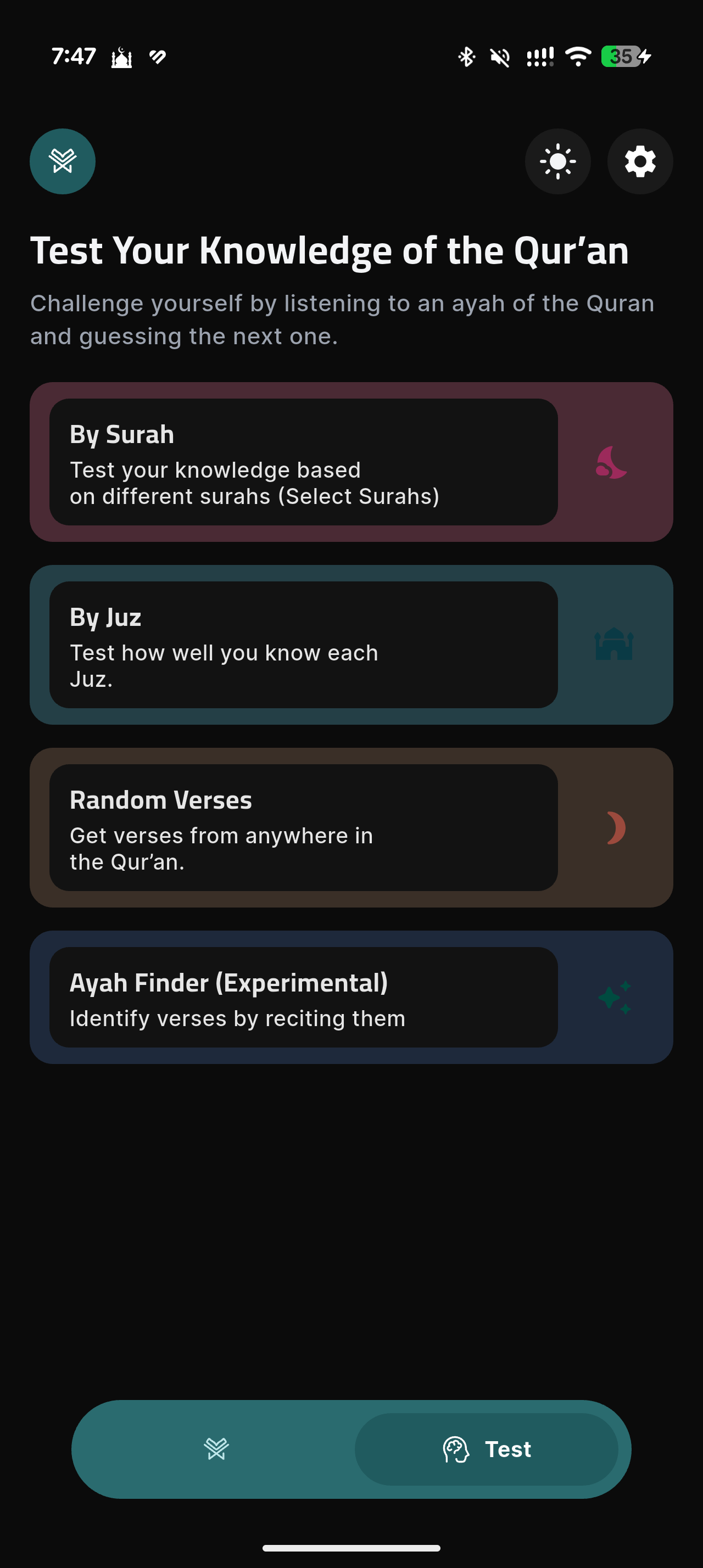 Hafiz Pro screenshot, dark appearance