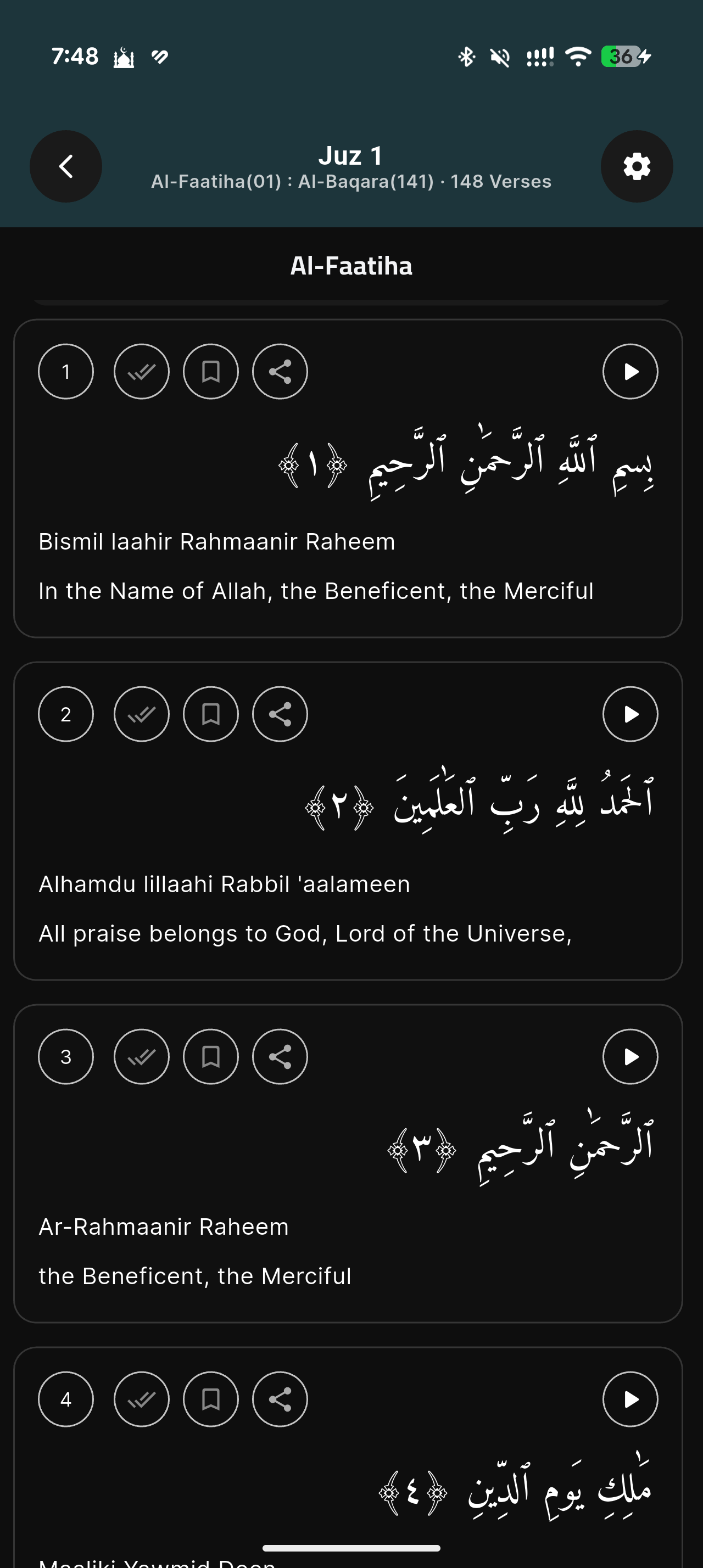 Hafiz Pro screenshot, dark appearance
